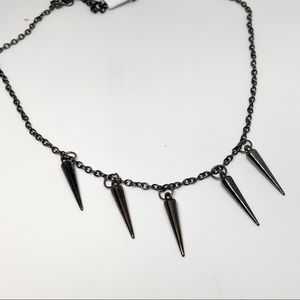 Spike Punk Goth Gunmetal Necklace New